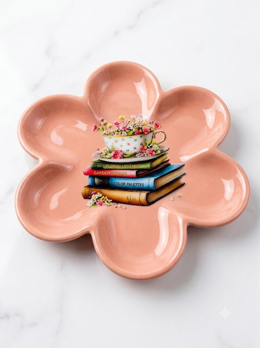 Flower Shaped Books Trinket Dish