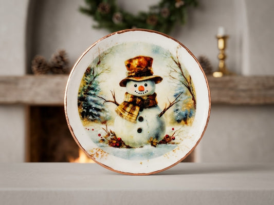 Snowman vintage trinket dish